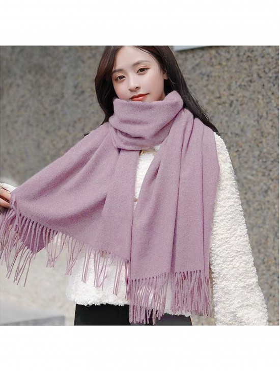 Premium Cashmere Feeling Solid Color Scarf W/ Tassels